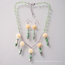 Bohemian Green Stone Necklace Earring Set